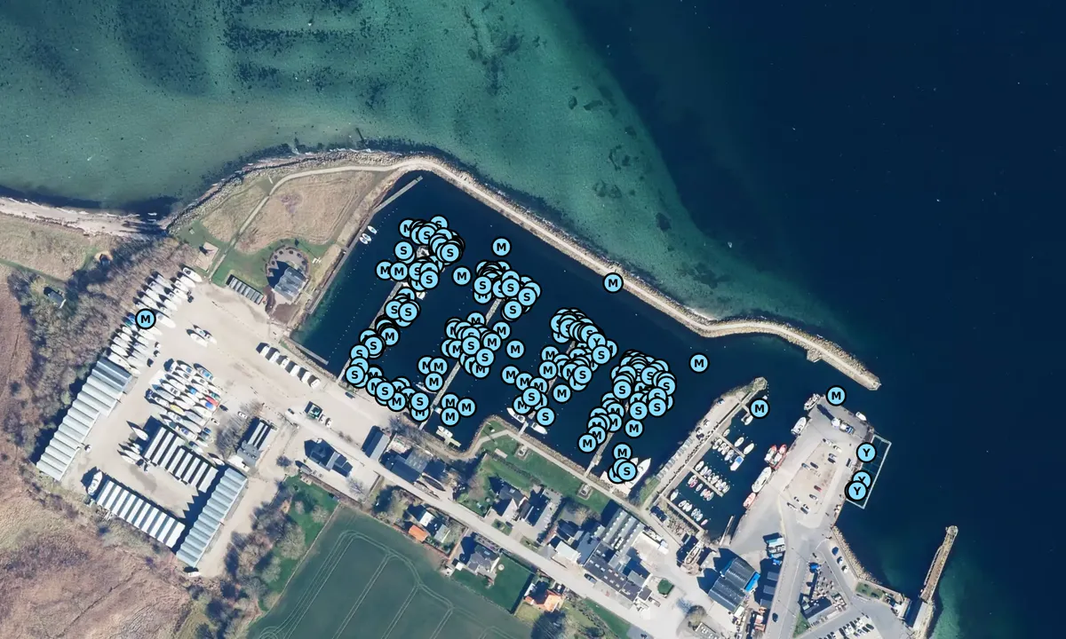 Flyfoto av Aarøsund Lystbådehavn Amba