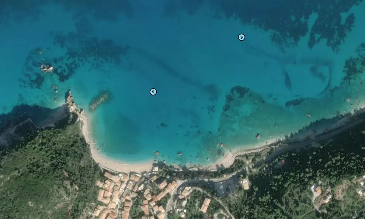 Satelite image of Agios nikitas beach