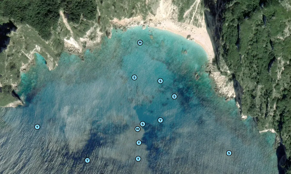 Satelite image of Aspri Ammos Beach
