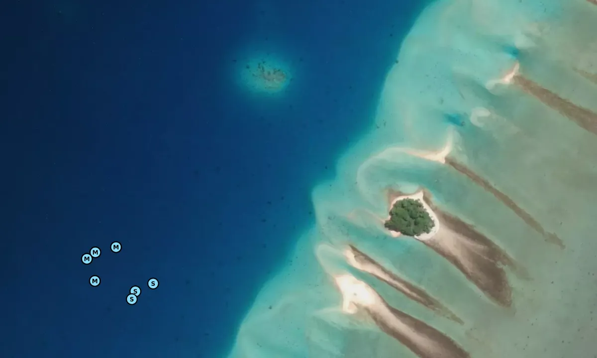 Satelite image of Atollen heter Raroya og øyen vi ligger ved er Taho