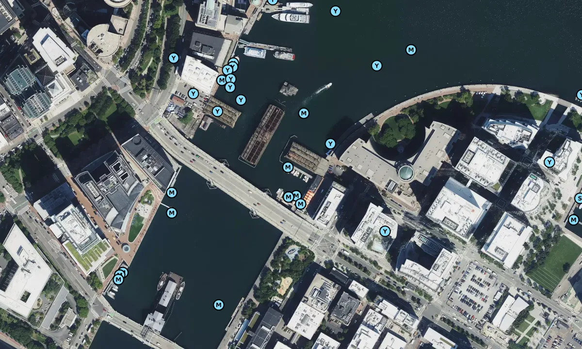 Satelite image of Boston Harbor, Barking Crab Marina