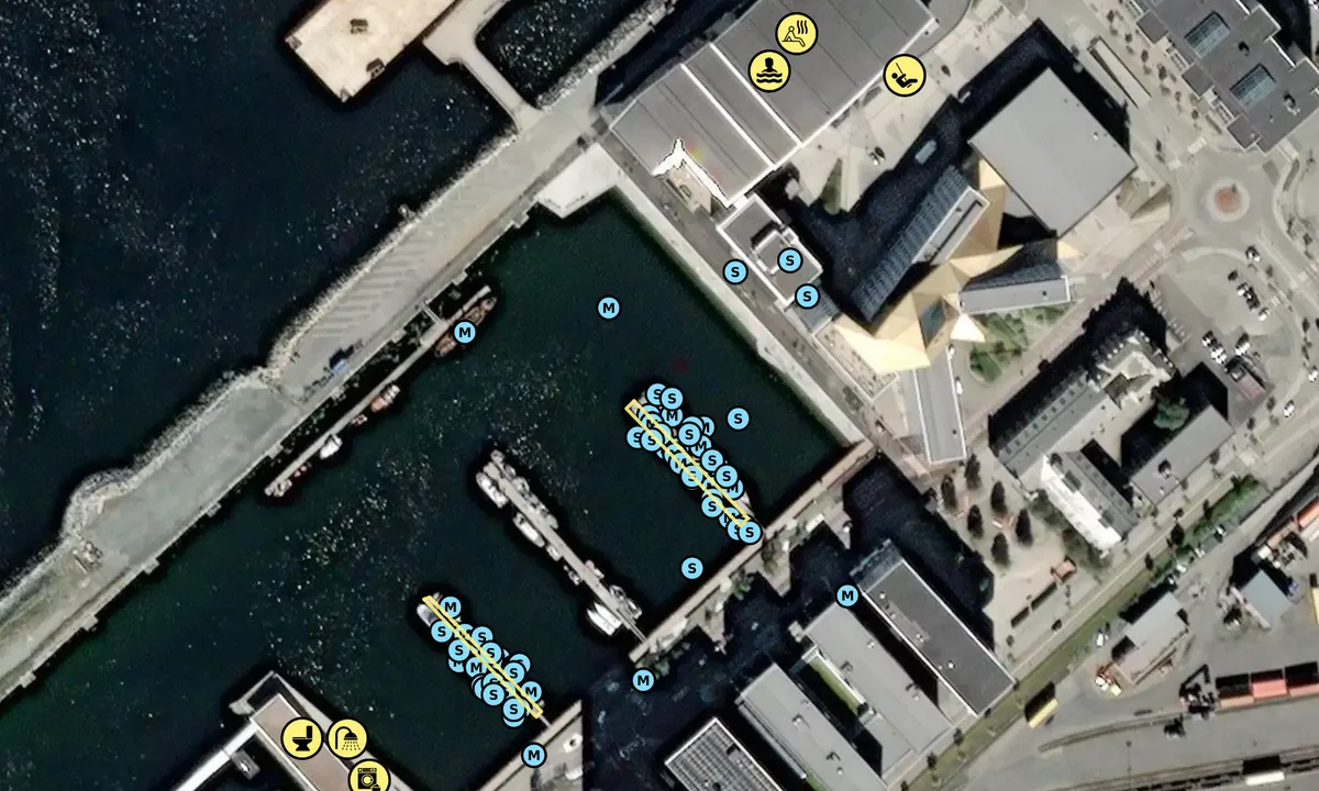 Satelite image of Brattørbassenget gjestehavn