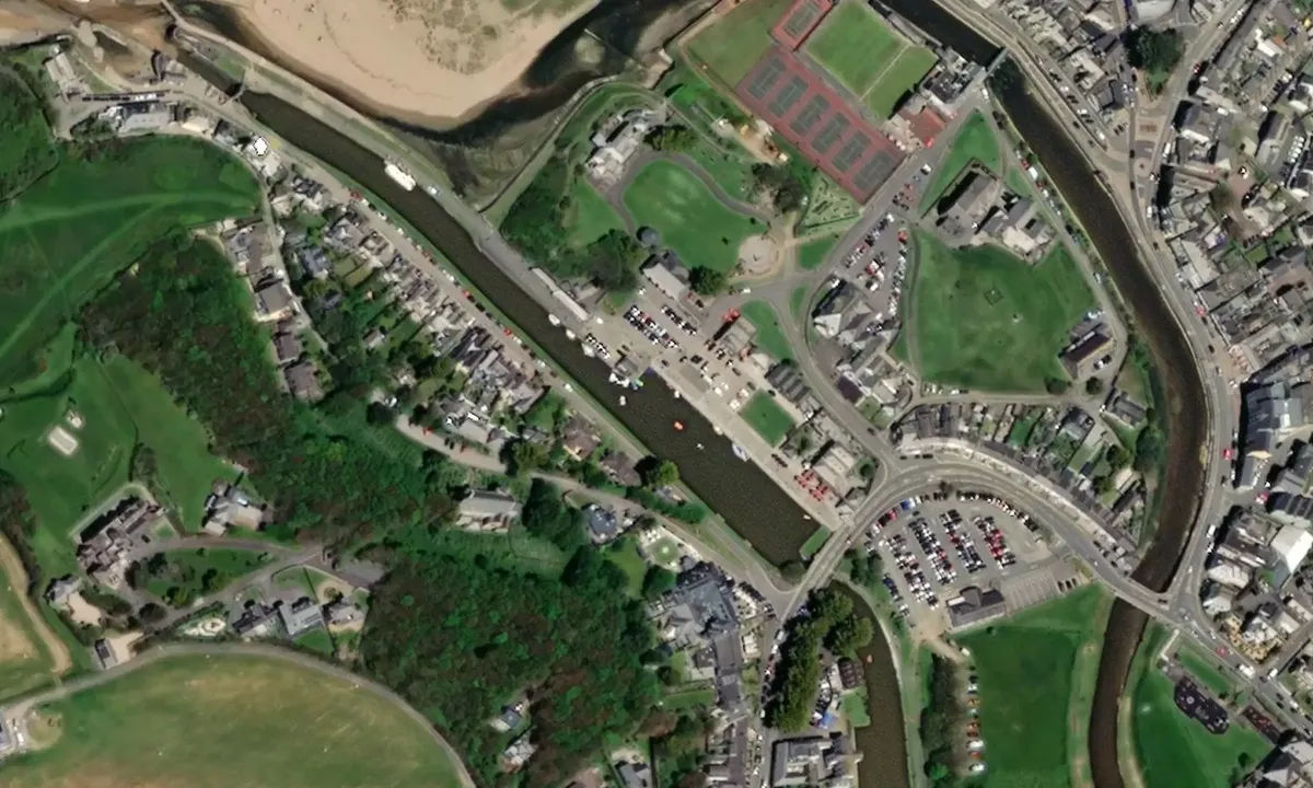 Satelite image of Bude Canal Lower Basin