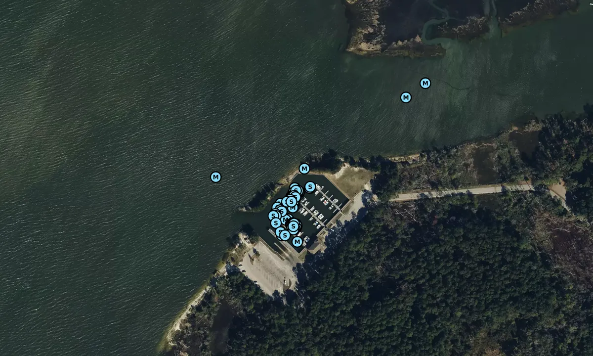 Satelite image of Carolina Beach State Park Marina