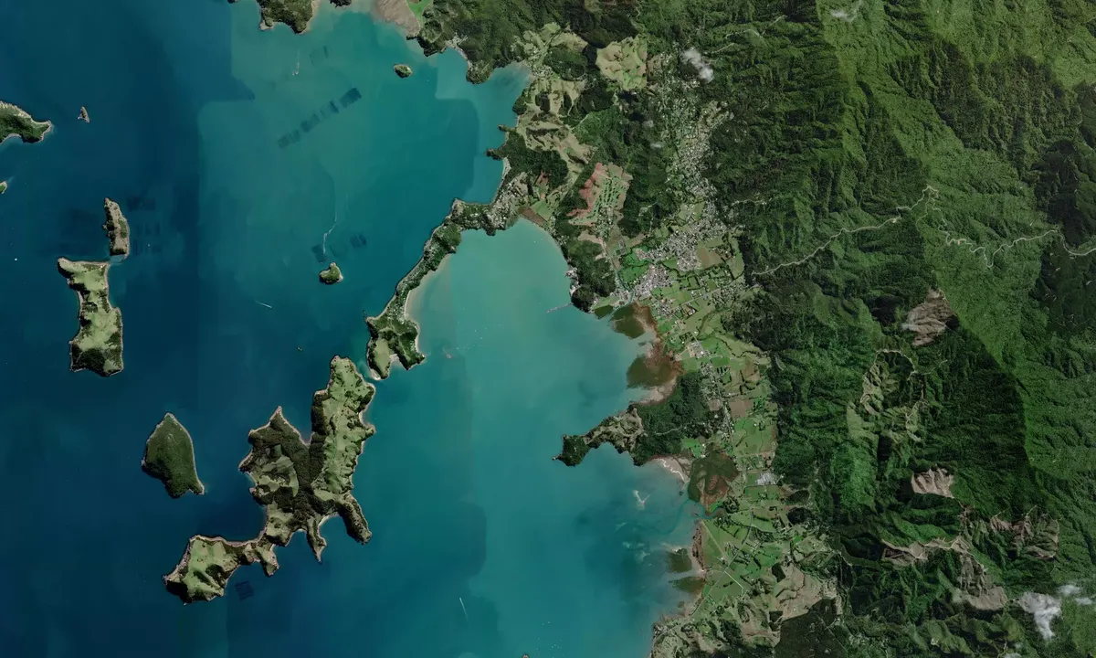 Flyfoto av Coromandel Township