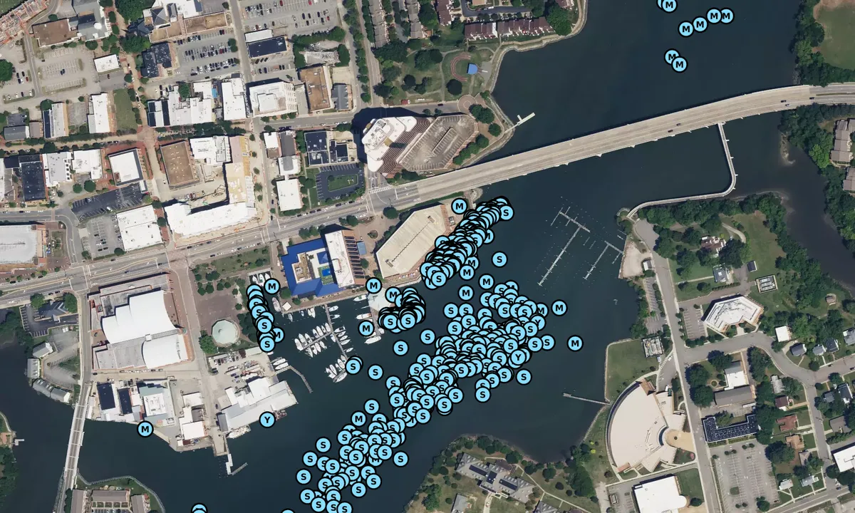Satelite image of Downtown Hampton Public Piers