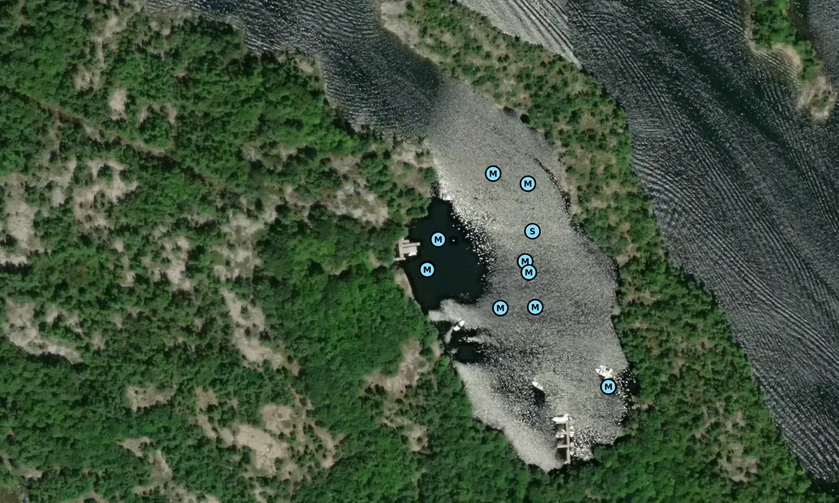 Satelite image of Frying Pan Bay Parks Canada Docks