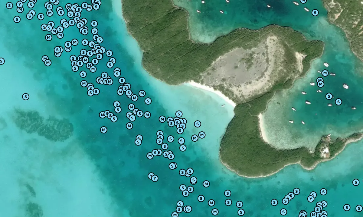 Satelite image of Honeymoon Beach