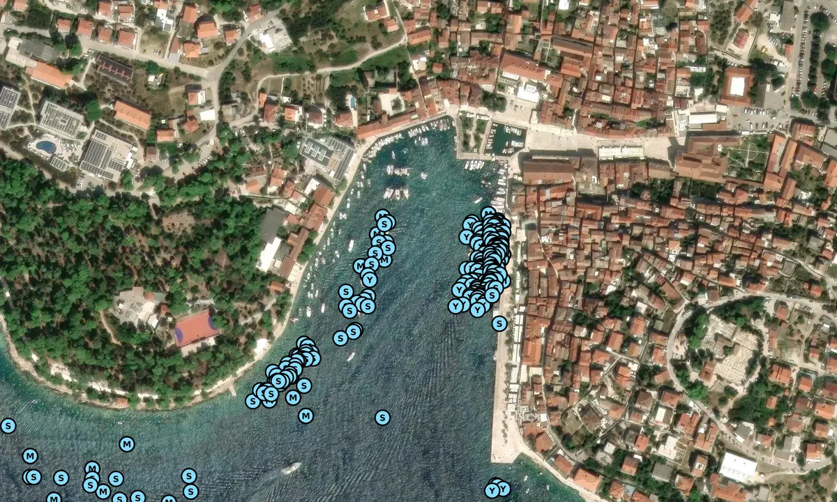 Satelite image of Hvar Town East Wall
