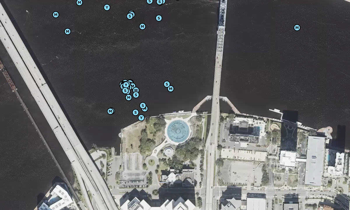 Satelite image of Jacksonville City dock at Friendship Park