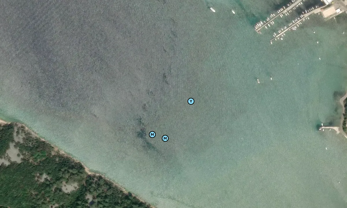 Satelite image of Kampor Bay - Mel Beach