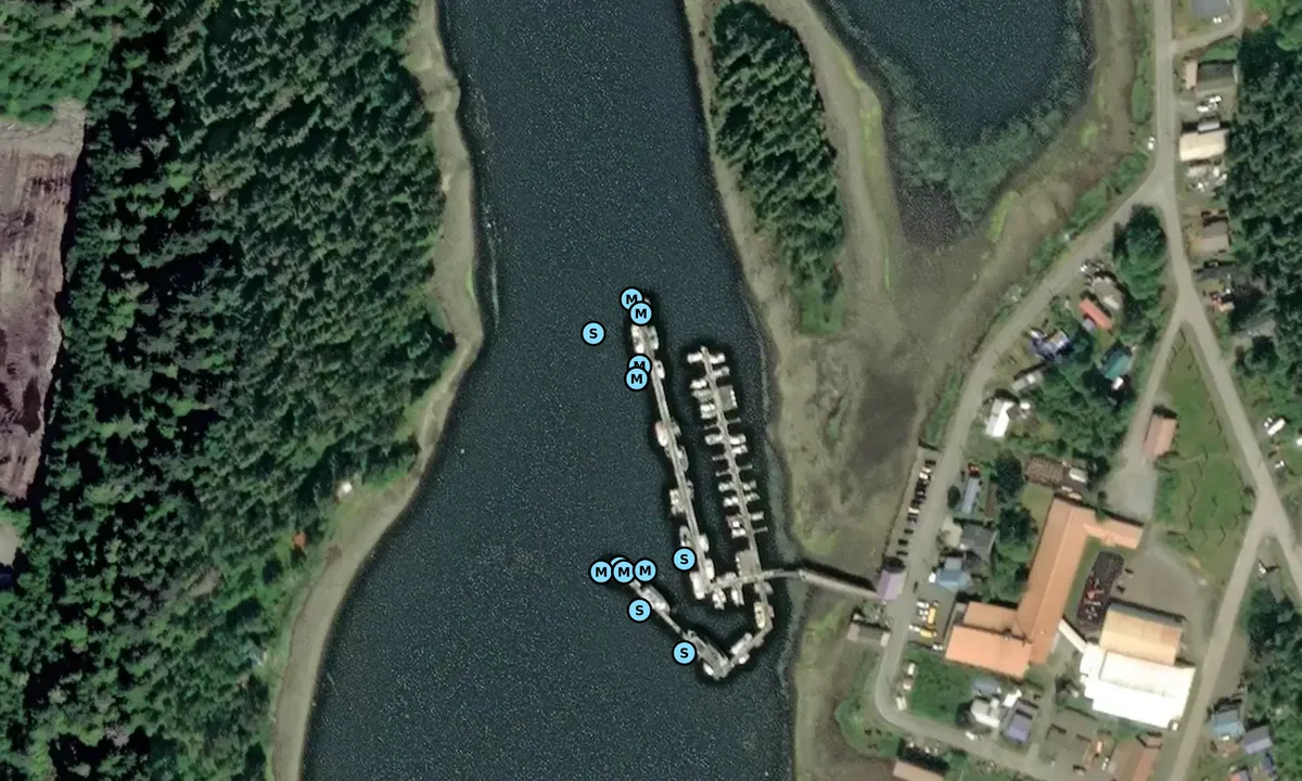 Satelite image of Klawock Harbor Floats