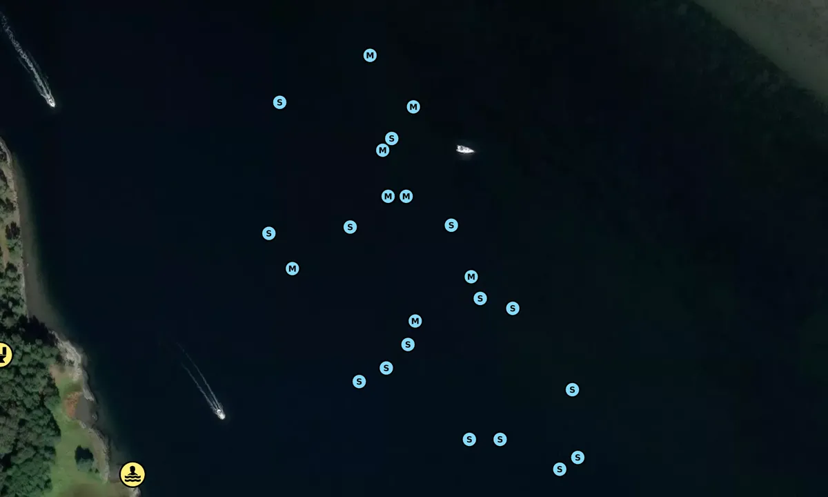 Satelite image of Kommersøya/Sandebukta på svai