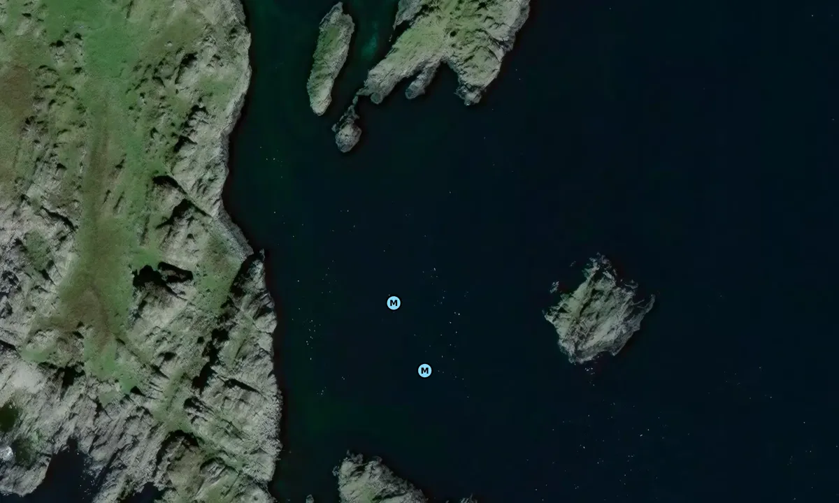Satelite image of Kvitsøy Hestaskjervika anchorage