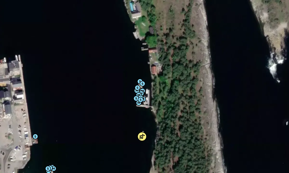 Satelite image of Langesund Gjestehavn, Langøya. 
