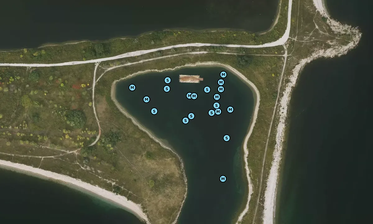 Satelite image of Leslie Spit Cove