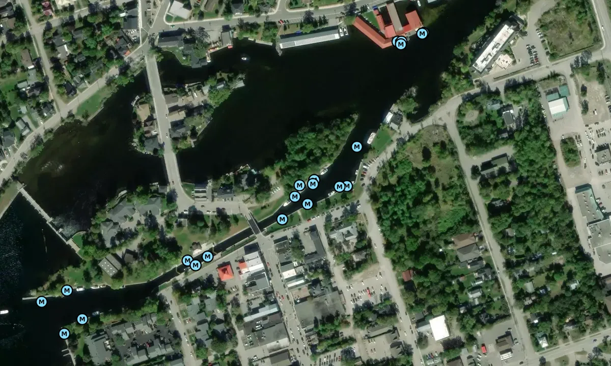 Satelite image of Lock 32 Bobcaygeon Parks Canada