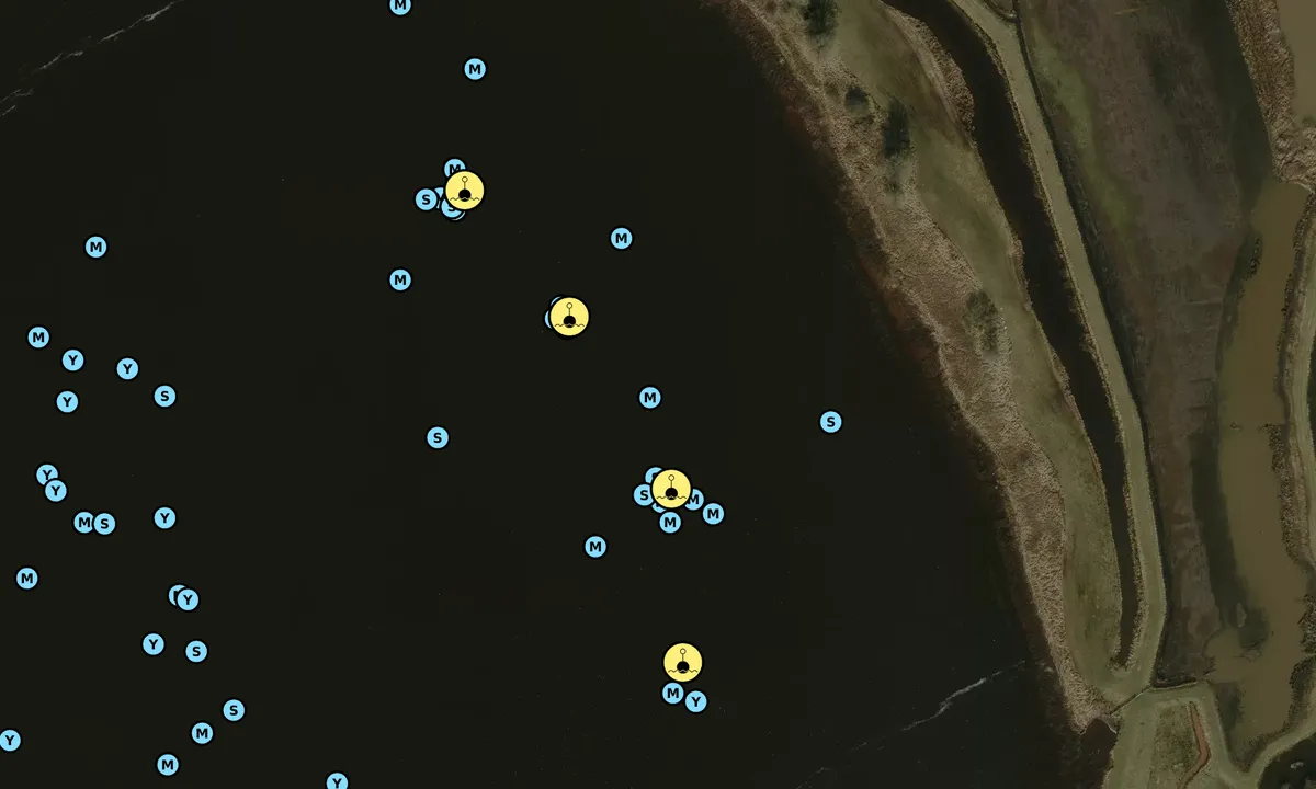 Satelite image of Marrekrite buoys MB26, MB49, MB63 and MB64