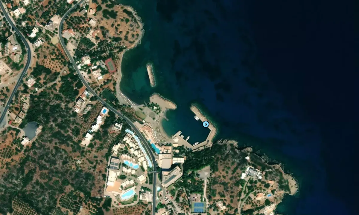 Satelite image of Mirabello Beach and Village