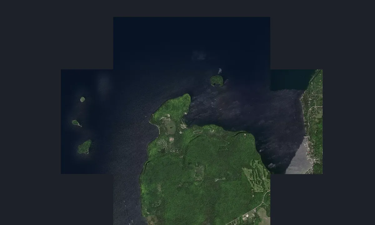 Flyfoto av Nicolet Bay