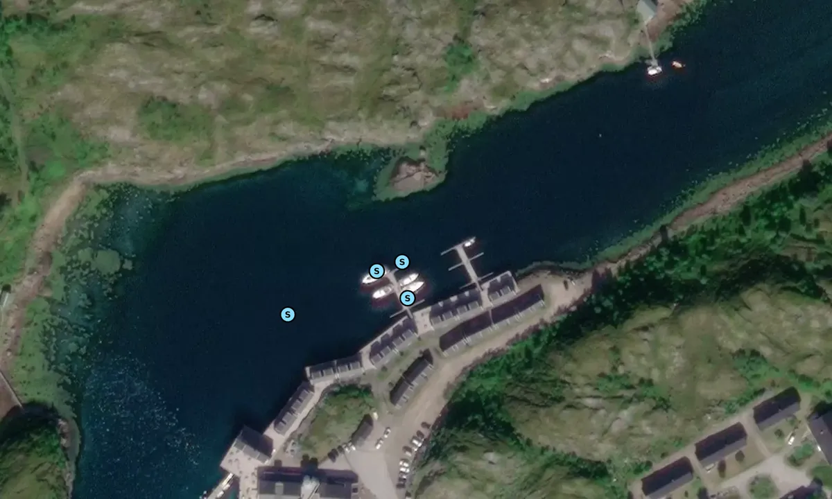 Satelite image of Nyvågar Rorbuhotell