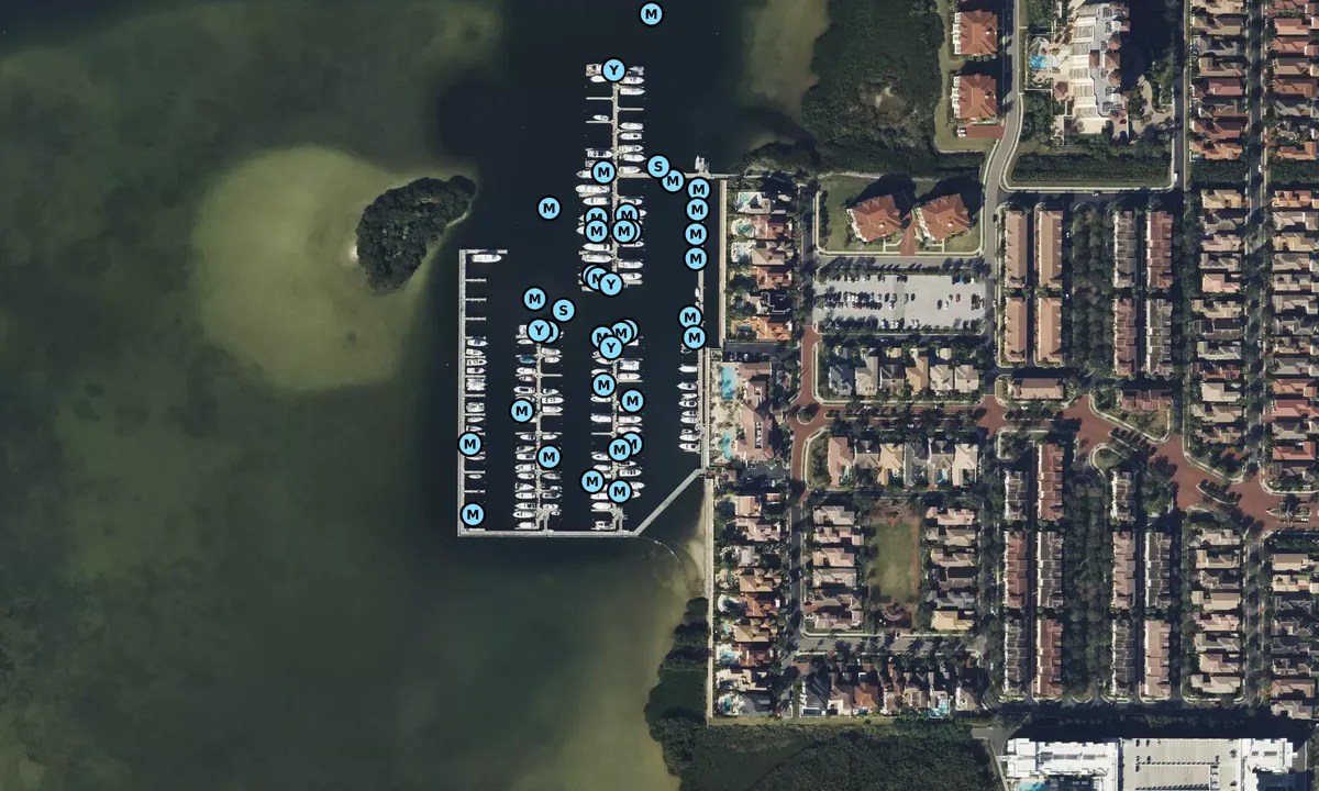 Satelite image of Oasis Marinas at Westshore Yacht Club