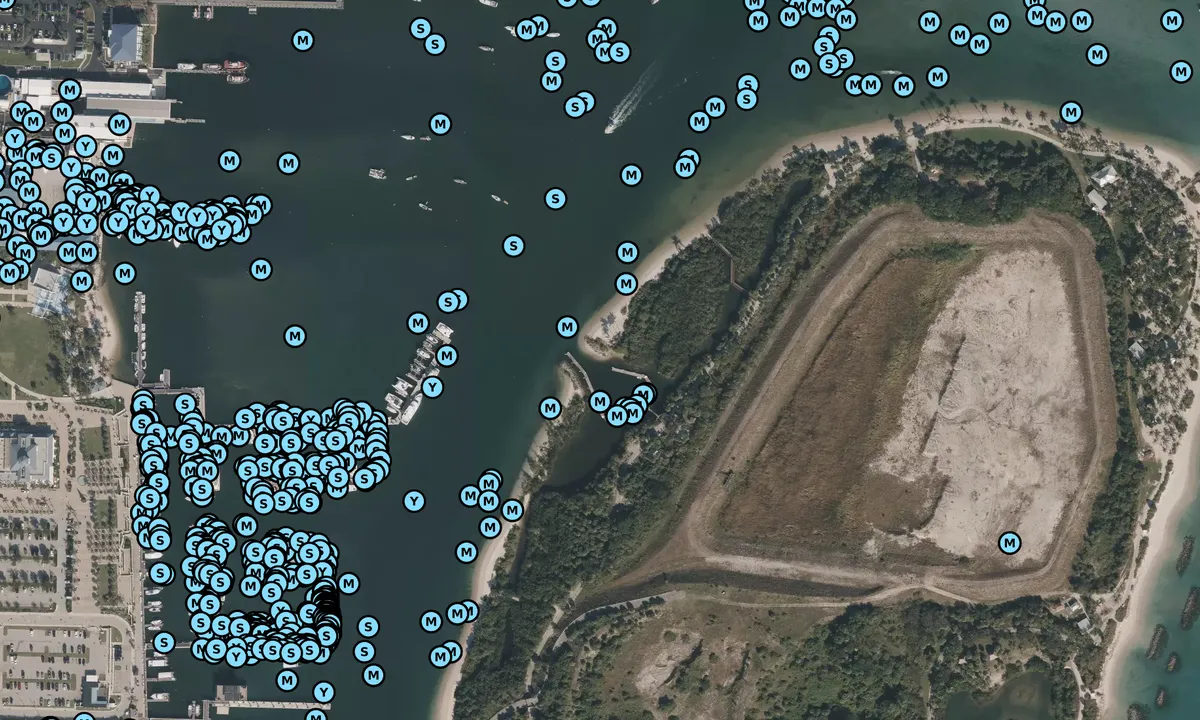Satelite image of Peanut Island West Dock
