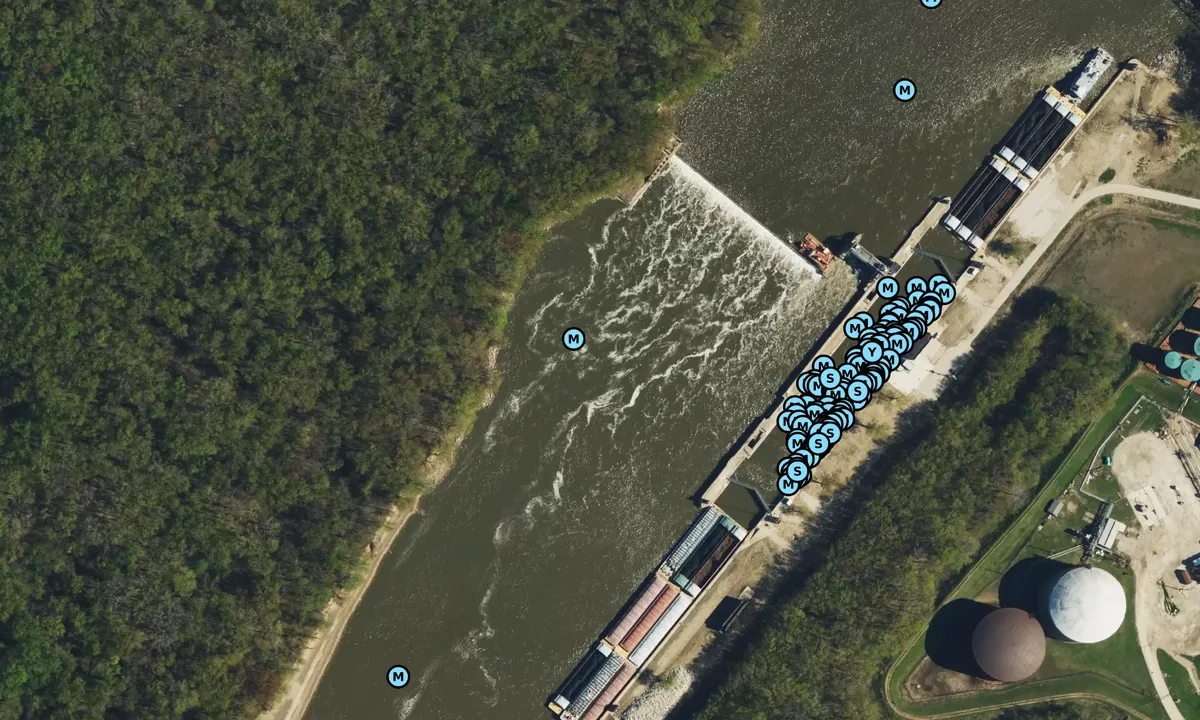 Satelite image of Peoria Lock and Dam