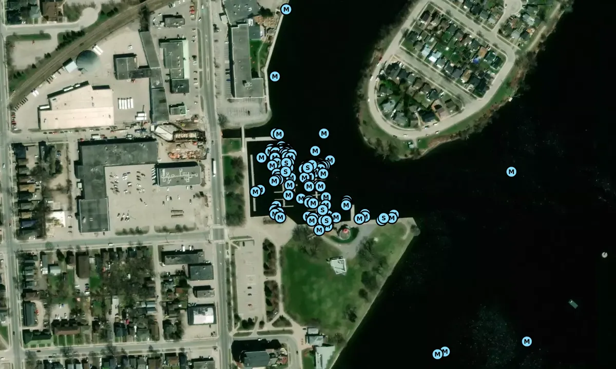 Satelite image of Peterborough Marina - Ontario