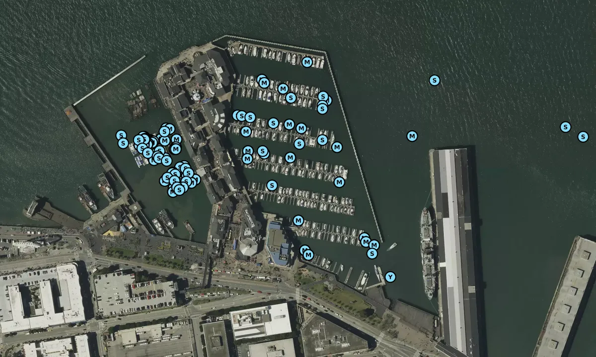 Satelite image of Pier 39 Marina