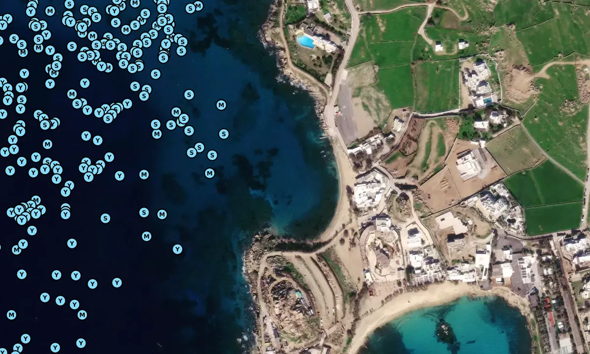 Satelite image of Pinky Beach Mykonos