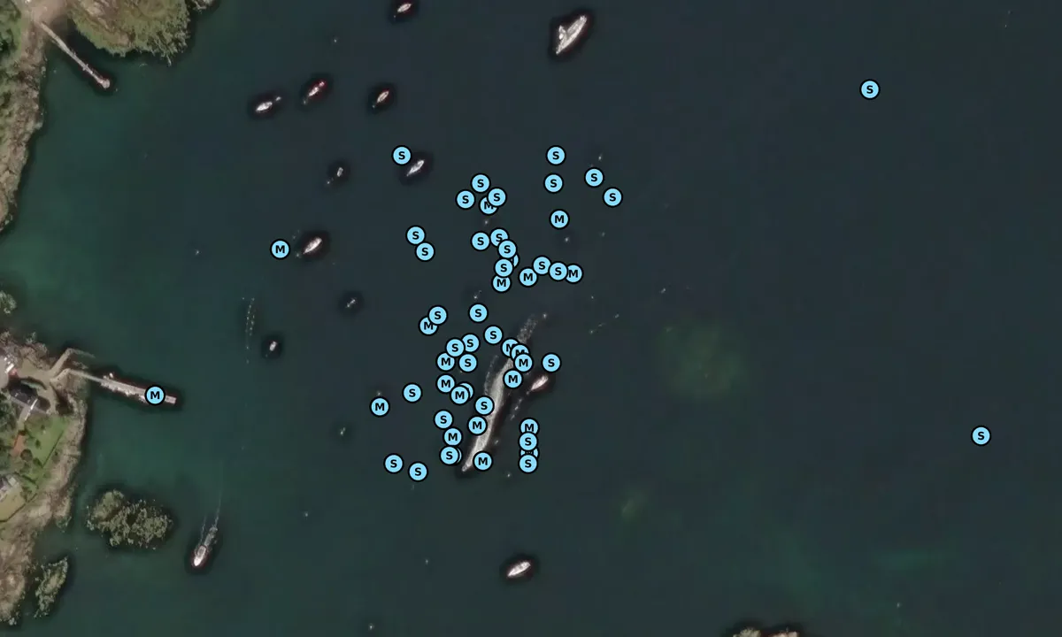 Satelite image of Plocton outer visitor moorings