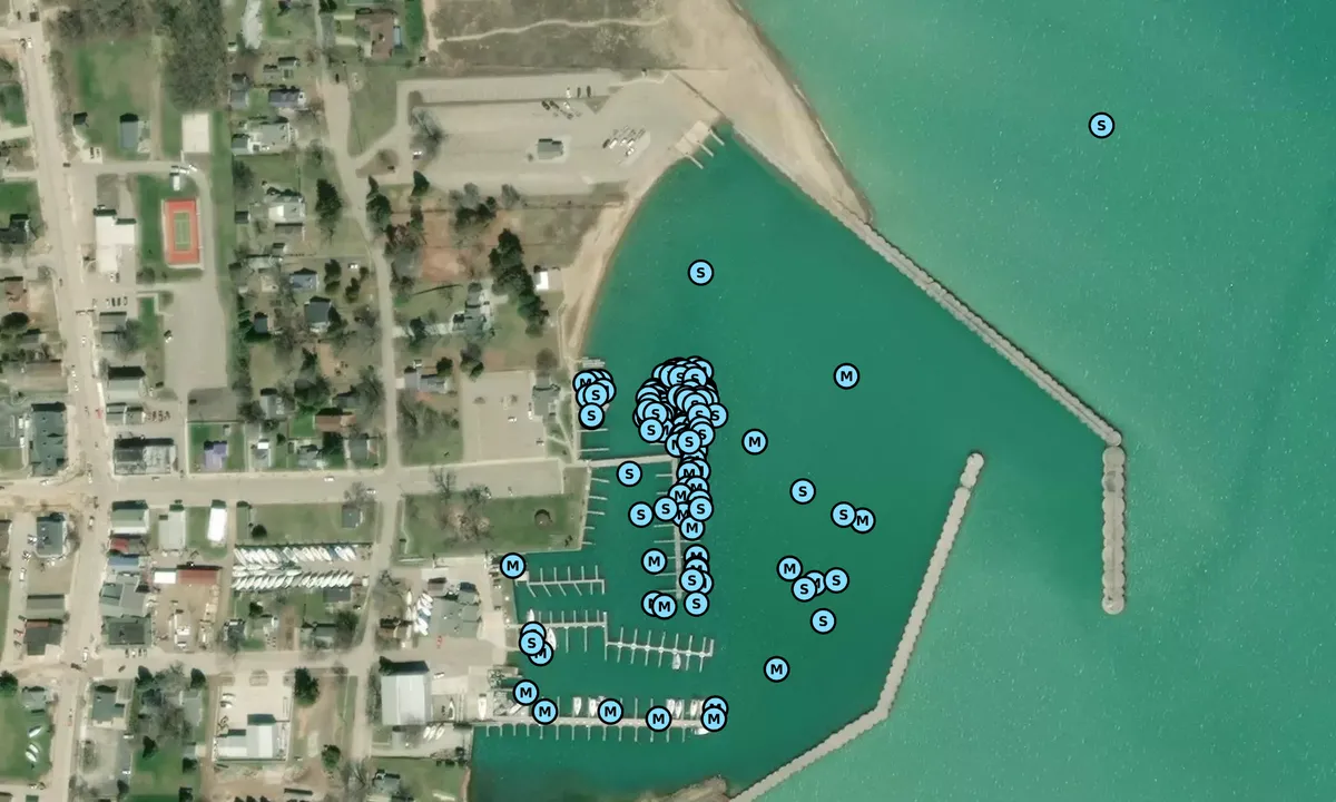 Satelite image of Port Sanilac Harbor of Refuge