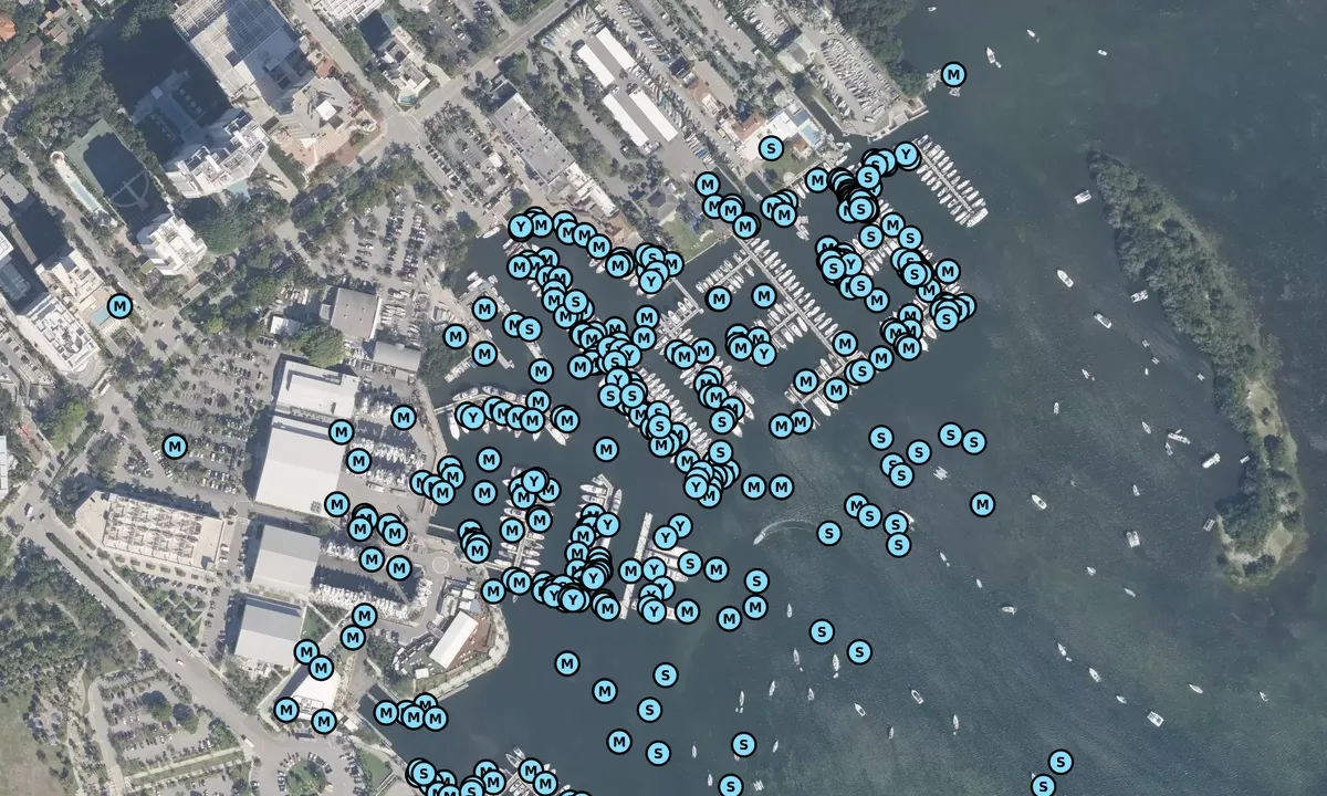 Satelite image of Prime Marina and Monty's in the Grove