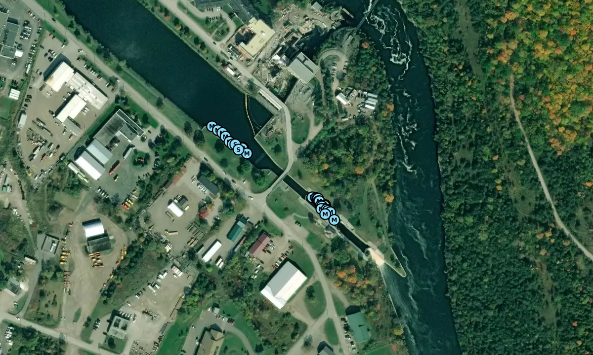 Satelite image of Ranney Falls Locks, Parks Canada