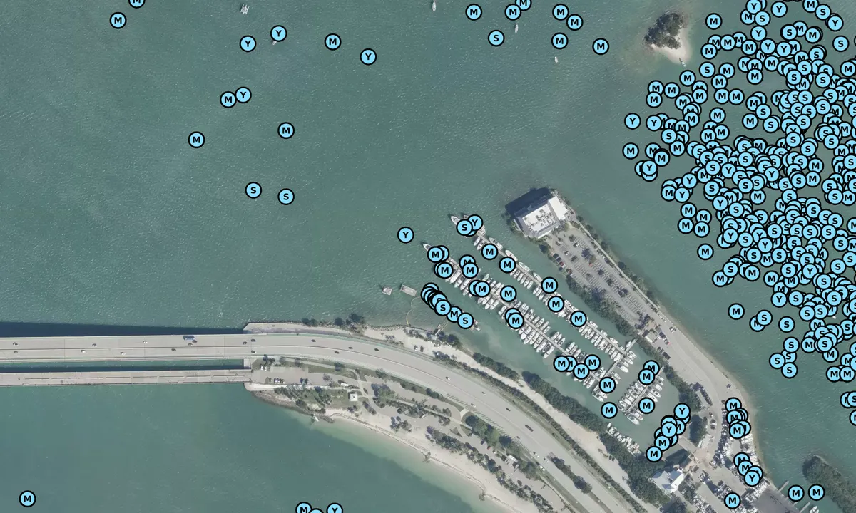 Satelite image of Rickenbacker Marina - Miami