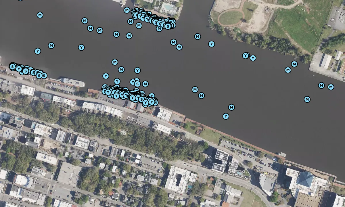 Satelite image of River Street Market Place Dock