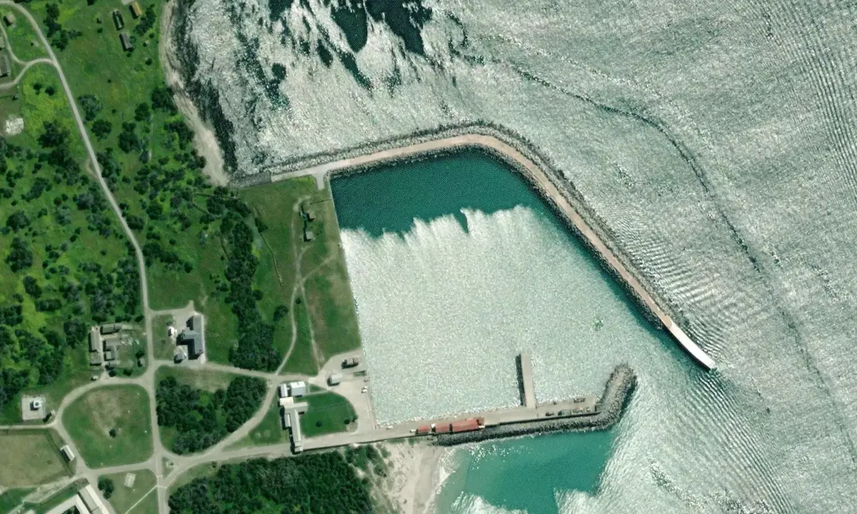 Satelite image of Robben Island Landing Harbour