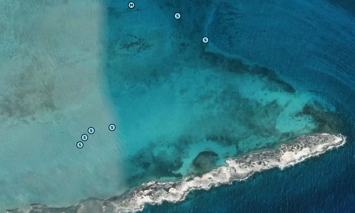 Satelite image of S Caicos- Long Cay
