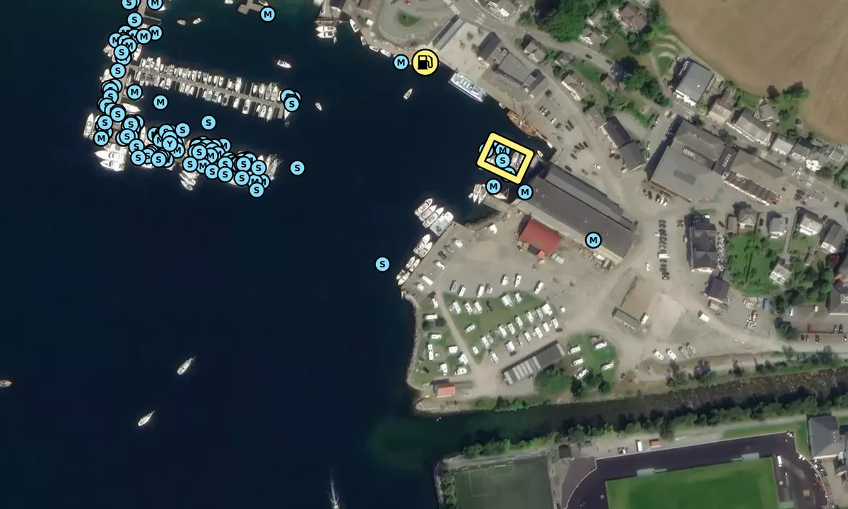 Satelite image of Skåla Vika Bobilparkering Rosendal Pier