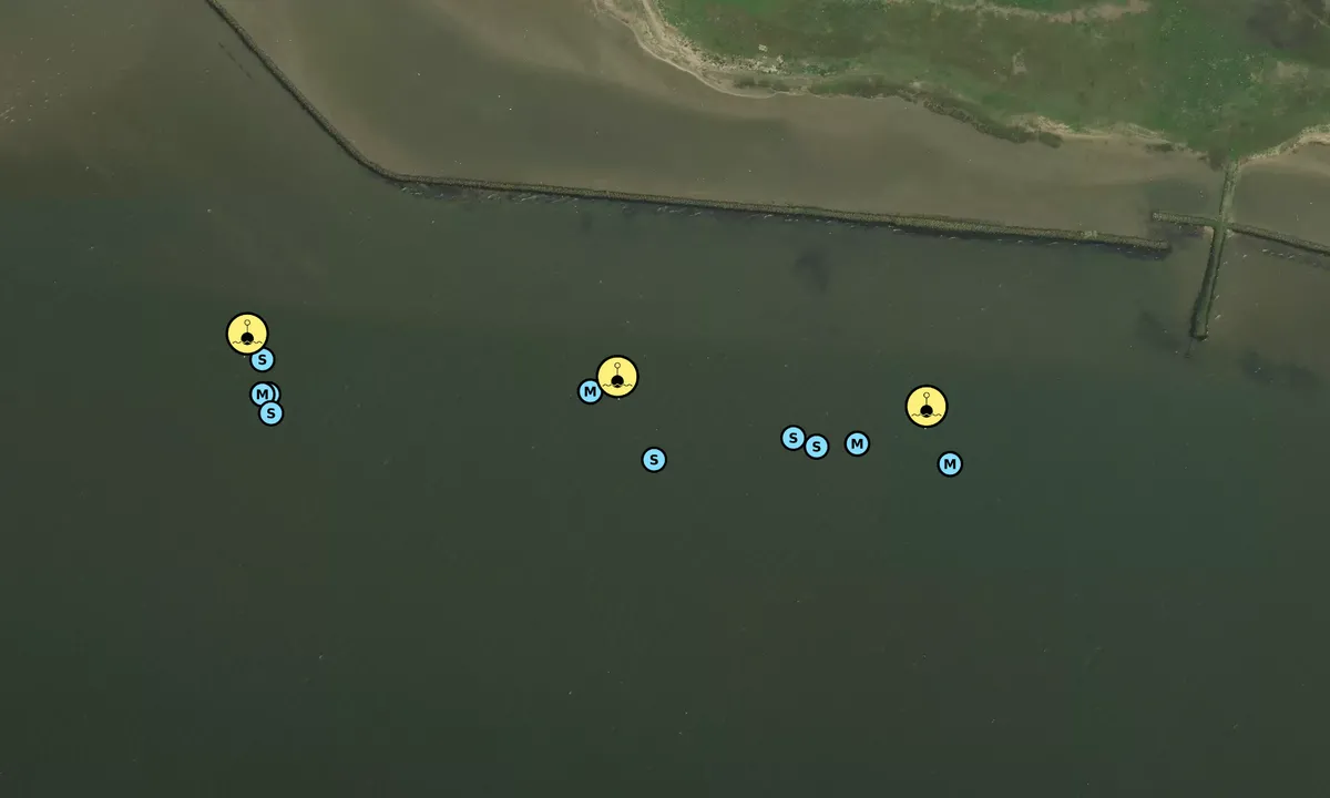 Satelite image of Slijkplaat mooring buoys