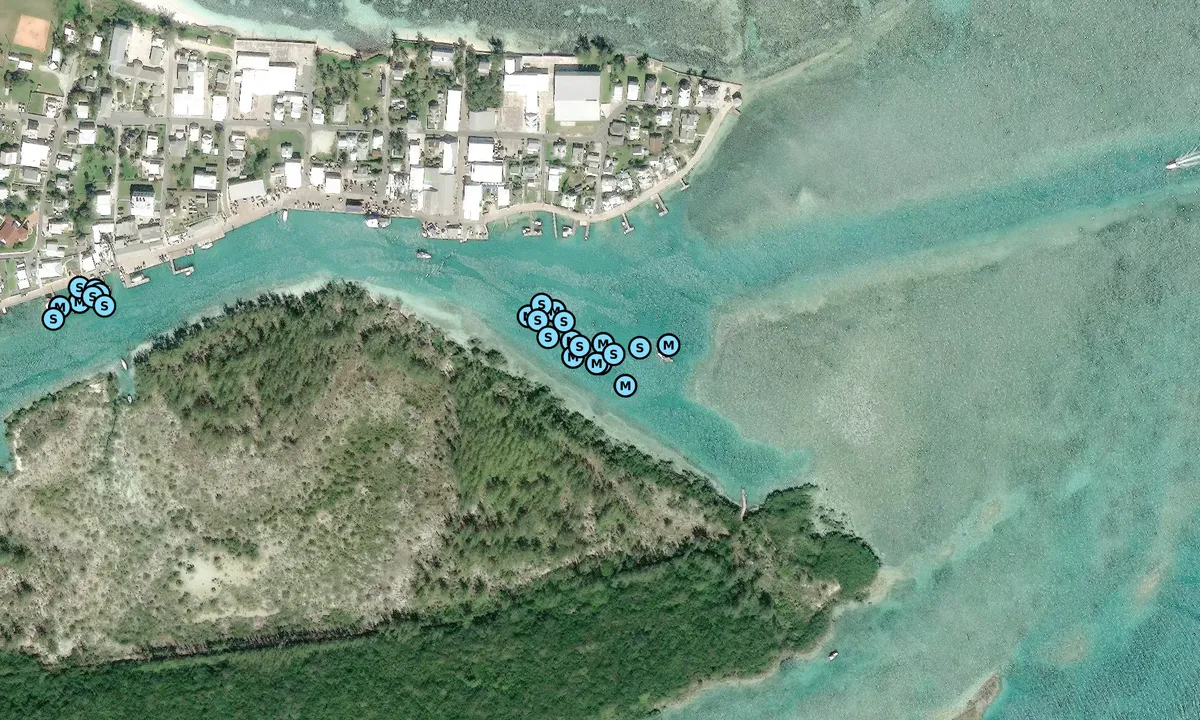Satelite image of Spanish Wells (moorings)