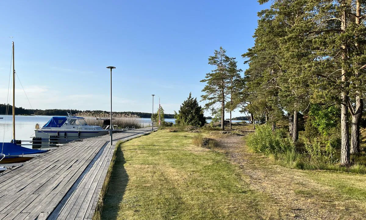 Spiken: Flott havneområde! Mange turstier / grusveier. Läckö slott er en knapp 3km spasertur unna.