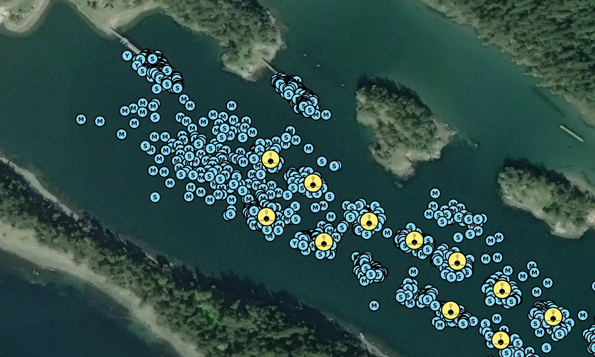 Satelite image of Sucia Island - Fossil Bay Mooring Field and Dock