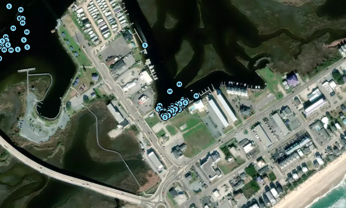 Satelite image of Topsail Island Marina at Surf City