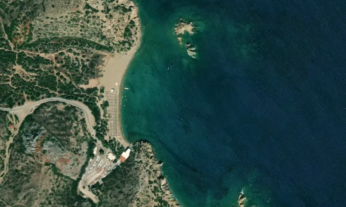 Satelite image of Vai Beach