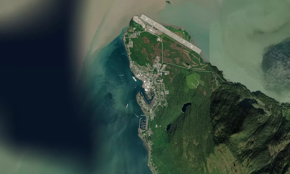 Flyfoto av Wrangell Port and Harbor